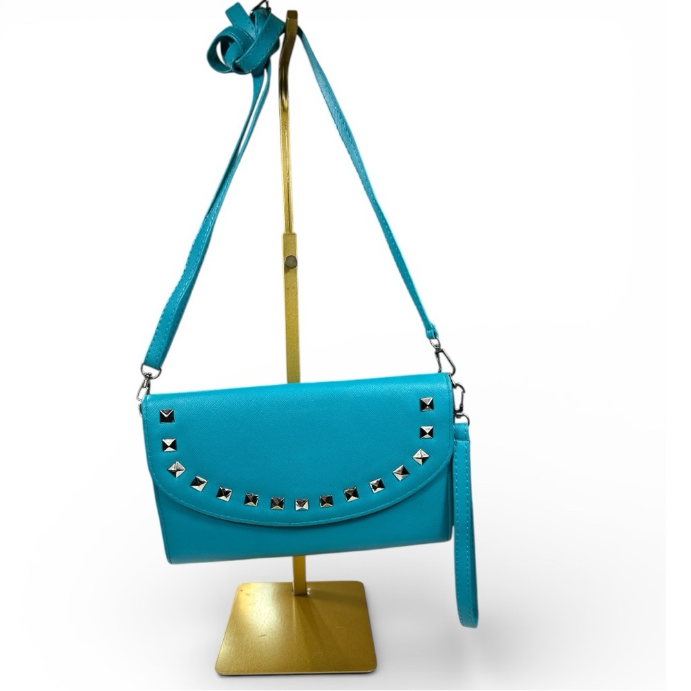 Stylish‎ Blue Handbag with Stud Accents